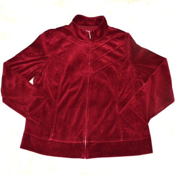 Charter Club Burgundy Velour Jacket & Pants Lounge Set Women’s M/L Cozy Soft - Picture 2 of 13
